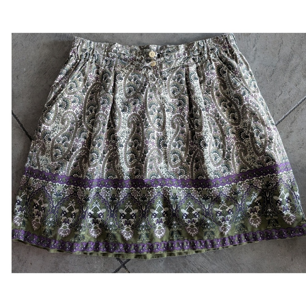 Converse Paisley Print Mini Skirt 100% Cotton Elastic Waist Boho Size M - Picture 2 of 6